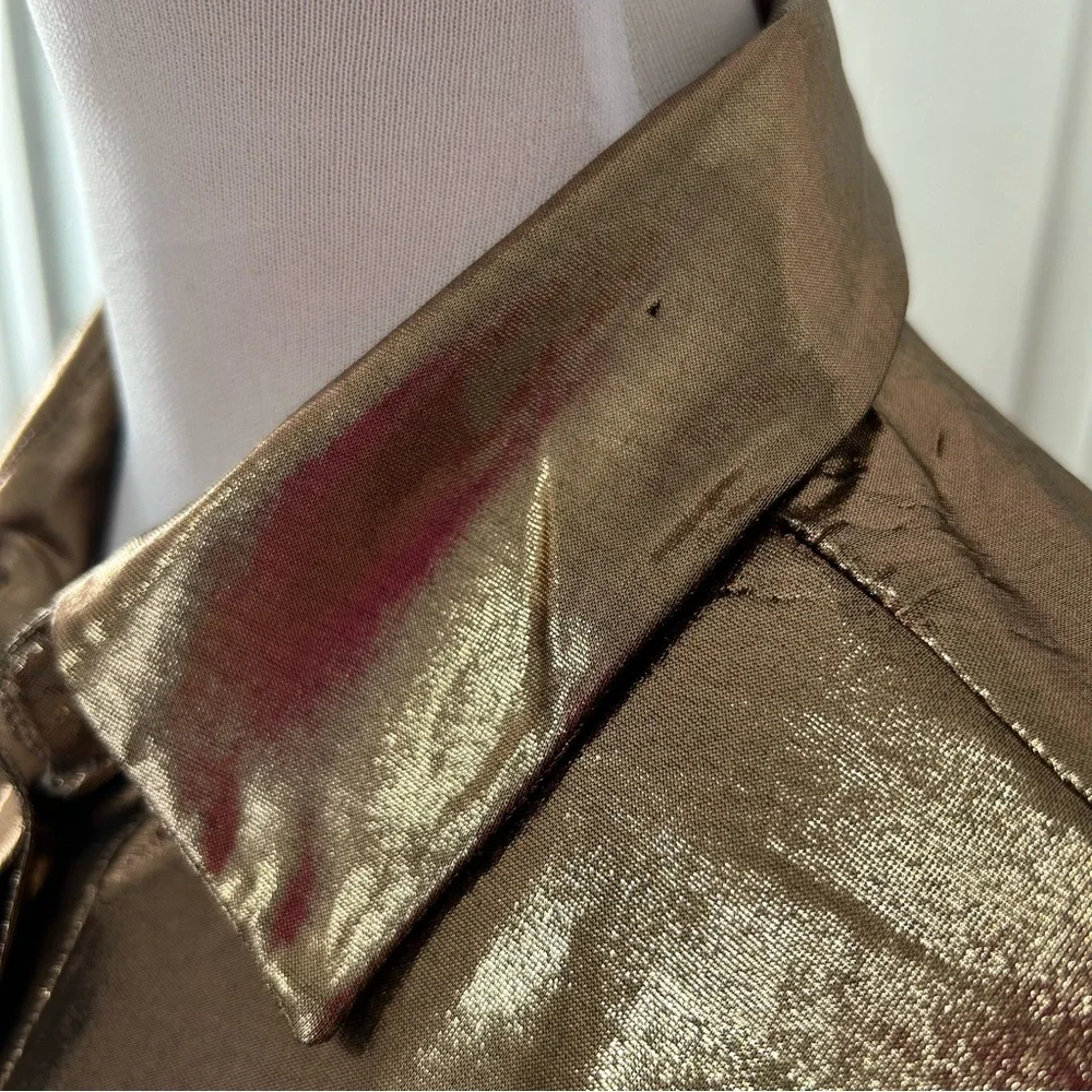 Anthropologie Shine  Gold Button Down Shirt  L - Picture 12 of 16